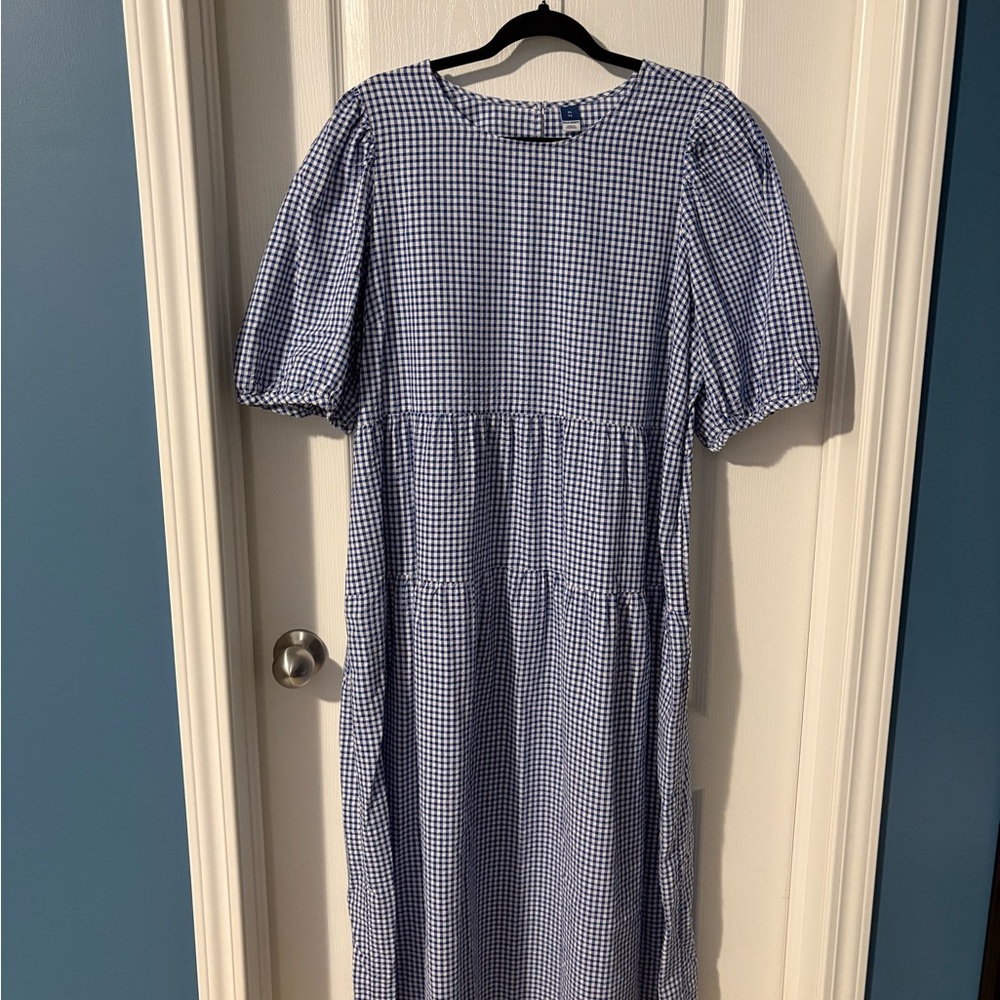 Old Navy Blue Checkered Maxi Dress